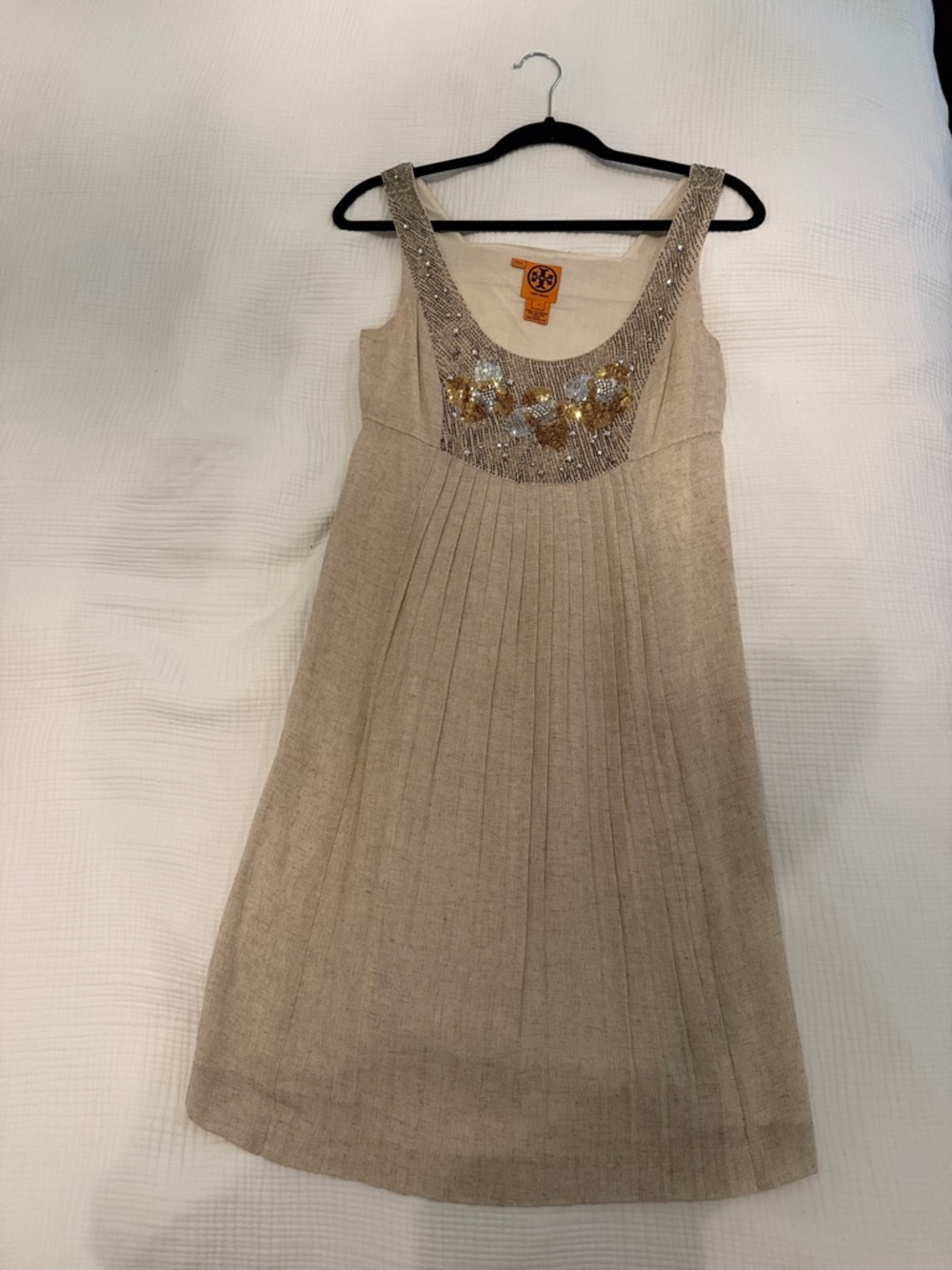 Tory Burch Cream Top with Orange Logo Tag